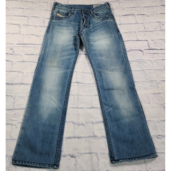 Diesel Kurren Jeans MENS SIZE 31X34 Blue Straight Leg Italy Denim 008KK - Picture 1 of 15